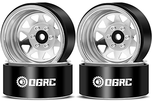 OGRC 4PCS Aluminum 1.9 Inch Beadlock Wheels Negative Offset Wheel Rims for TRX4 TRX6 SCX10 I II III 90046 AXI03007 Redcat GEN7 GEN8 RC4WD D90 1/10 RC Crawler - 12mm Hex (Silver)