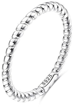 MILACOLATO Fino Anillo de Plata 925 para Mujer,Anillos de Plata de Ley