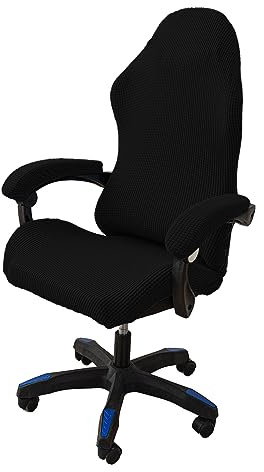 LIFEDX Gamingstuhl-Bezüge Gaming Stuhl bezug 4 Stück,Bürostuhl Drehstuhl Bezug mit Armlehnen/Stuhlrücken Bezug,Dehnbare Stuhl Bezüge für Computer-Spielstuhl, Racing-Stil,Bürostuhl-Ohne Stuhl-Black