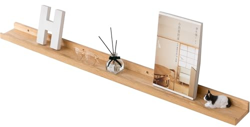 Gieanoo Bilderleiste Holz,80cm Eiche Wandregal Holz Regal Massiv Schweberegal gewürzregal regalbrett Hängeregal Ideal für Wohnzimmer Schlafzimmer Badezimer