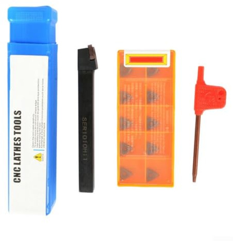 SPORTARC 10Pcs 11ER AG60 Threading Carbide Inserts + SER1010H11 10mm Lathe CNC Cutting Tool Holder + Wrench, Thread Turning Tool