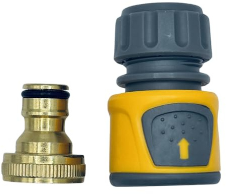 Hozelock Quick Connect Soft Grip Hose End Connector with 3/4 Brass Tap Adaptor Fitting for Outdoor Garden Tap