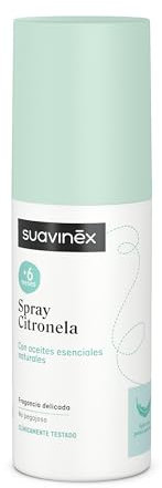 Suavinex, Spray de Citronela, Repelente de Mosquitos con Aceites Esenciales de Citronela, Geranio y Limón, Apto Bebés +6 Meses y Embarazadas, Compatible con la Lactancia, Apto Piel Sensible, 100 ml