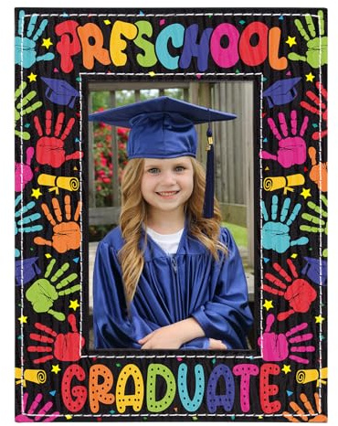 FaCraft Bilderrahmen für Kindergartenabschluss, vertikal, 10,2 x 15,2 cm, Vorschul-Fotorahmen, Geschenk für Sohn oder Tochter