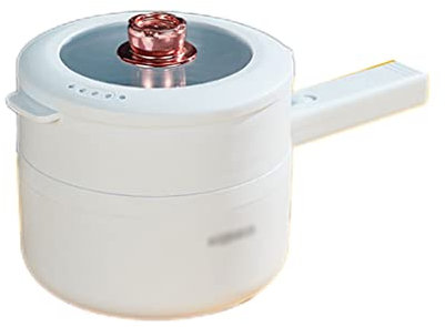 ANSNOW Olla Caliente Eléctrica, 2L, con Vaporera, Sartén Eléctrica Multifuncional para Saltear/Guisar/Vapor, Cocinar Fideos Y Sopa, Blanco