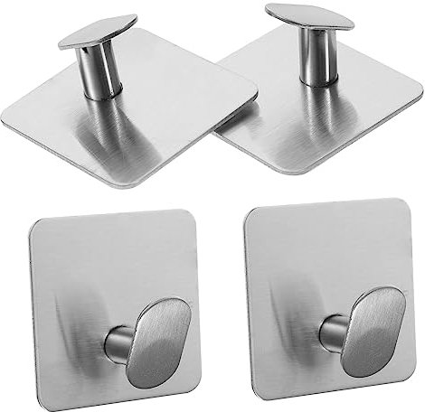 IMIKEYA 3sets Stainless Steel Adhesive Kitchen Towel Holders Wall Hooks for Shower Bathrooms Doors 4pcs*3