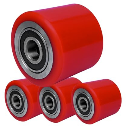 ACCL 4 PCS Transpallet Ruote 80×70 mm (Diametro 80 mm, Larghezza 70 mm) per impieghi gravosi PU Rullo di carico per Carrello elevatore Doppio Cuscinetto Foro 20mm per Pattini per carichi Pesanti