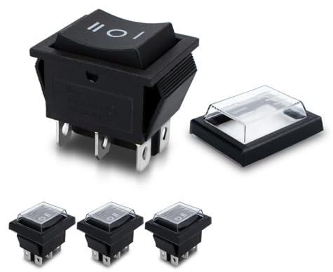 Innfeeltech 4 Stück Mini-Wippschalter Schwarz ON-OFF-ON 6 Pin 6 Position Kippschalter mit 4 wasserdichten Kappen