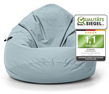 Nadimaideal Sitzsack Tropfenform Kastanie | Bodenkissen für Kinder & Erwachsene | Indoor & Outdoor | Gaming Sitzsack - Sitzkissen - Beanbag | Füllung EPS Perlen (Grau, XXL-Durchmesser 88 cm)