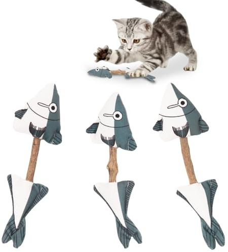 OWill 3PCS Catnip Toy for Cats Indoor, Cat Chew Toys Catnip Chew Sticks Cat Nip Toys Silvervine Dental Treats Sticks Plush Kitten Teething Interactive Toys