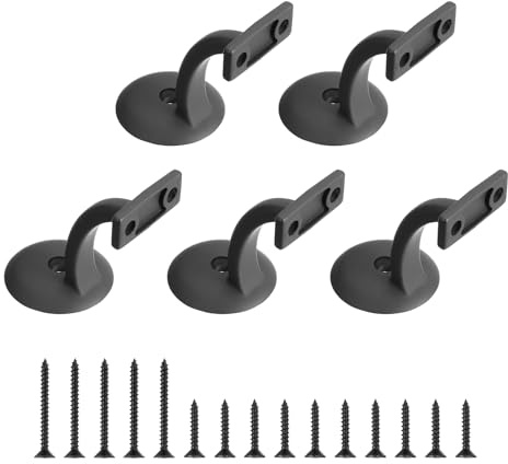 sourcing map 5 Pcs Hand Rail Bracket, Anti-Rust Handrail Holder Brackets Hand Stairway Railing Brackets for Stairways Home Office Vintage Stair Support, Matte Black