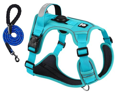 Keine Pull Hundegeschirr Front Reflektierende Pet Weste für Hunde mit Einfache Kontrolle Griff und Rückseite perfekt,Hundegeschirr mit airtag-Positionierungshülse für Klein Mittelgroße Grosse Hund (L)