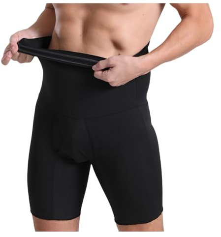 PEONNYT Men Tummy Control Shorts Compression Shaping Pants High Waist Slimming Body Shaper Briefs Shapewear Underwear(Black M)