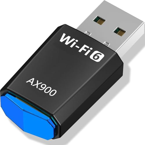 Clé WiFi 6 AX900 Adaptateur USB sans Fil Entrée de Gamme, Double Bande 5.8G 2.4G PC Internet Clé USB 3.0 WLAN pour Win11/10/7 pour PC de Bureau Ordinateur Portable Internet Réseau Adaptateur WLAN