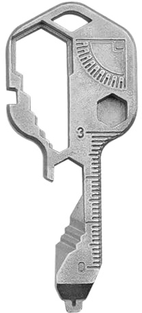 24-in-1-Multifunktionswerkzeug, tragbares Edelstahl-Schlüssel-geformtes Taschenwerkzeug, Schlüsselanhänger mit Flaschenöffner, Schraubenschlüssel, Outdoor-Überlebensschlüssel, Universalwerkzeug