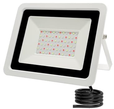 Faretto LED da Esterno, Proiettore LED RGB 50W 100W App Smart Flood Light Illuminazione Esterna IP68 Riflettore LED RGB Impermeabile per Giardino Garage Parco Stadi(White Shell,50W)