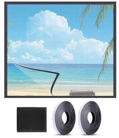 80x110cm,Moustiquaire Fenêtre,Toile Moustiquaire Anti-Insectes Moustiques Anti-Mosquito Auto-adhésif Rideau Filet Anti-mouche Anti-Insecte, Bricolage pour Maison,fenêtres