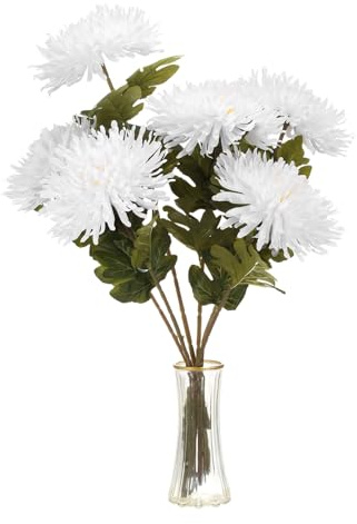 sourcing map 6pcs Artificial Chrysanthemum Flowers Faux Chrysanthemum Flowers Bouquet Fake Mum Flower for Home Garden Wedding Party Decoration, White