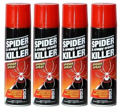 MIXEL Spider and Creepy Crawly Insect Killer Spider Spray, Fast-Acting Formula, Long-Lasting Protection, Easy to Use, Effective Spider Killer (Pack of 4)