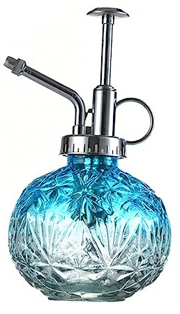 Beaupretty Vintage Embossed Glass Plant Mister Spray Bottle Small Watering Can for Indoor Potted Plants and Hanging Houseplants Decorative Blue and Natural Tone Gardening Sprayer for Home and