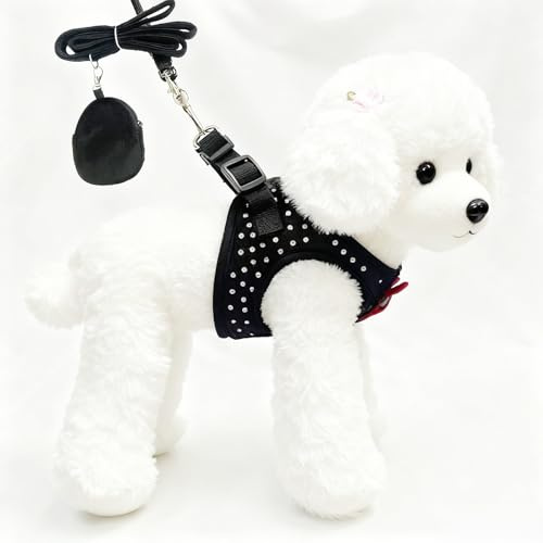 aichilra Hundegeschirr Kleine Hunde, Geschirr Katze mit Diamanten, Weiches Netzgewebe, Atmungsaktive Hundeweste mit Leine, Welpengeschirr für Kleine Hunde, Katzengeschirr, XS