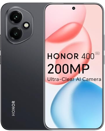 HONOR 400 5G Teléfono Movil, 8GB 512GB Smartphone, Snapdragon 7 Gen 3, Cámara AI Ultranítida de 200 MP, 6,55 120Hz AMOLED, 5170mAh, Dual SIM, NFC, Sin Cargador, Negro