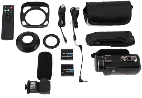 RASTKY Caméscope de Caméra Vidéo 64MP 4K, 18x Zoom Numérique, Caméra Vlog à écran Tactile 3in avec Stabilisateur de Microphone Remote Carte 32g 2 Batteries, pour, Streaming en Direct