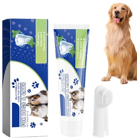 GjnjfdF Pasta De Dientes Para Perros,Cepillo De Dedo Para Limpieza Y Aliento Fresco | Eliminador De Mal Aliento Mascotas Perros Gatos,Razas Pequeñas Medianas Grandes