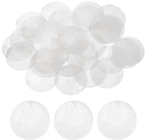 QUARKZMAN 100Pcs Capiz Redondos De 50mm, Discos Naturales De Capiz Con Agujero Para Cortinas De Viento Y Decoración Del Hogar, Blanco