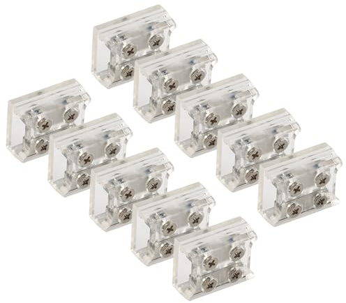 FUBESK 10 Stück 2-polige LED-Streifen-Verbindungsklemme mit Schraubbefestigung für 8 mm und 10 mm Streifen, transparent
