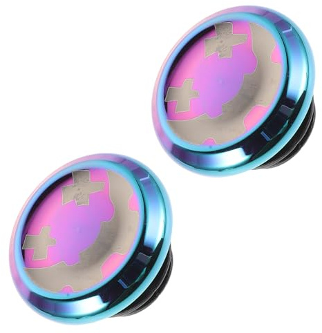 DIYEAH Tapones de Extremo de Manillar para Bicicleta de Carretera y Montaña, Par de Cubiertas de Aleación de Aluminio Coloridas Diseño de Sonrisa, Accesorios Antivibración para Ciclismo
