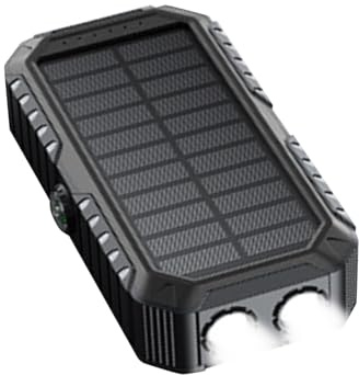 Power Bank Solare 20000mAh | Modalità con Torcia - Power Bank con Manovella e Pannello Solare per Cellulare - Per Campeggio, Escursioni, Viaggi, Gite in Auto, Backpacking, Festival Musicali