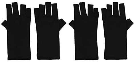 2 pares de guantes UV sin dedos excelente elasticidad arte guantes de bloqueo UV para secador de gel de uñas negro