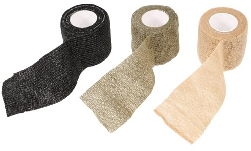 TOVINANNA Elastische Sportbandage Camouflage Fixierbinde 3 Stück Vlies Schwarz Khaki Oliv für Outdoor Sport und Medizinische Anwendung