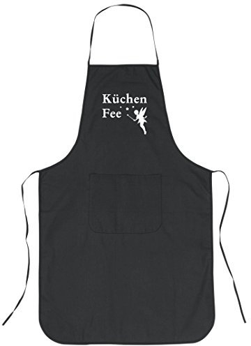 Geschenke mit Namen Grillschürze, Chefkoch mit Aufdruck KÜCHENFEE, schwarz, aus Baumwolle, One Size