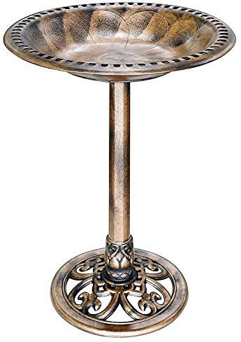 VIVOHOME Vogeltränke 71cm hoch Polyresin leicht antike Optik für Außenbereich