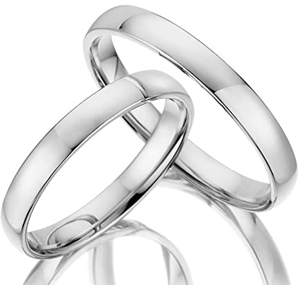 123traumringe Eheringe in 333 Weißgold I Partnerringe mit Gravur & Etui I Gravierbare Eheringe mit Ringgröße 50-72 mm I Edle Verlobungsringe in 3 mm Breite & 1,3 mm Stärke