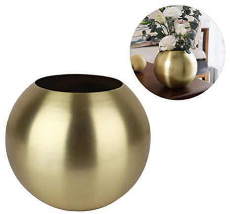 CJMING Blumenvase, Edelstahl Blumentopf, kugelförmige Vase, einfache Mode Runde Vase Dekoration oder Home Office Tagungsraum