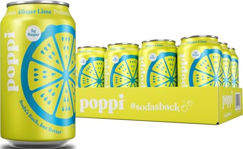 Poppi Soda prebiotica, zenzero, lime, 340 ml, confezione da 12