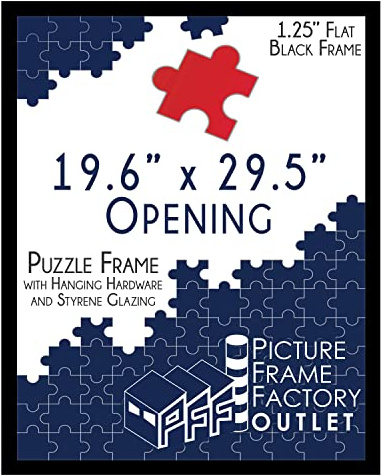 PFFO 19.6x29.5 Puzzle Frame for Jigsaw Puzzles (50x75 cm), Black Frame for Modern and Traditional Wall Decor
