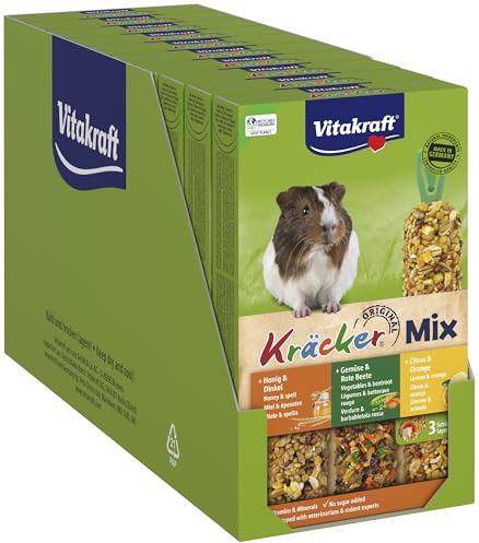 Vitakraft Kräcker Mix, Knabberstangen, für Meerschweinchen, mit Citrus, mit Gemüse, mit Honig, ohne Zusatz von Zucker und Getreide (10x 168g)