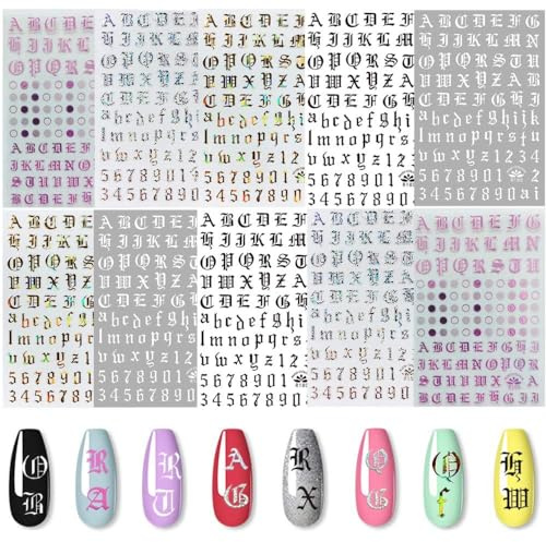 Kalolary 10 Blatt Muster nagelsticker selbstklebend Nagelaufkleber Nail Art Sticker Nagel Abziehbilder für Mädchen Mitgebsel Kindergeburtstag DIY Nagel Kunst Dekoration
