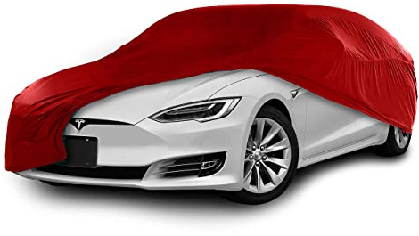 Cosmos 10346 - Indoor Car Cover compatible with main Large Saloon models, Elastic, Breathable and Dustproof Fabric, Soft Lining, Snug Fit, Red, XL