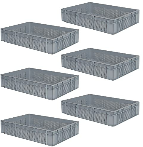 BRB 6 Euro Conteneurs avec 2 poignées, (L x l x h) 600x400x125 mm, 23 litres, perforé, gris