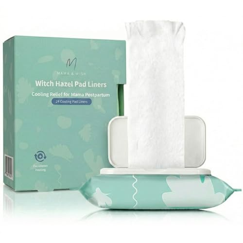 Mama & Wish Hamamelis-Einlagen für die postpartale Pflege (24 Stück) | volle Länge kühlende Dammeinlagen | Postpartale Essentials | Eispads nach der Geburt – Hamamelis-Pads für die postpartale Pflege