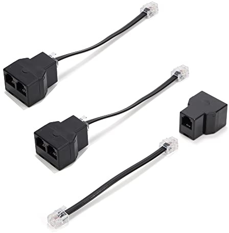 Vthahaby Phone Line Splitter,Telephone Splitter,with RJ11 6P4C Plugs,Suitable for Telephone,Fax Machine,Black (Black 3Pack)
