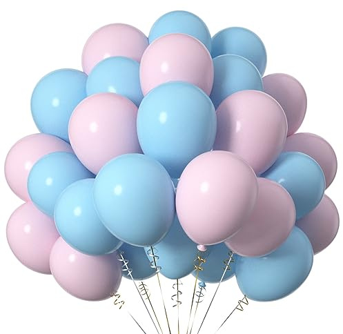 Lot de 50 Pastel Ballons Rose et Bleu,12 Pouces Fille ou Garcon Ballonsn,Sexe Révéler Hélium Ballons pour Anniversaire Mariage Fête Célébrations