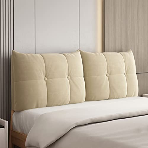 ZZYK Mit Weicher Baumwolle Gefülltes Kopfteil Rückenlehne Tagesbett Kissen Keilkissen Wandkissen Positionierungshilfe Lesekissen Mit Abnehmbarem Vliesbezug,Weiß,Paste 70.8inch/180cm