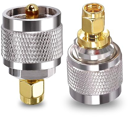 TUOLNK Adattatore da SMA a PL259 Connettore coassiale maschio da SMA maschio a UHF PL-259 per antenna radio CB SO239 Adattatore coassiale da spina maschio a spina maschio SMA 2 pezzi
