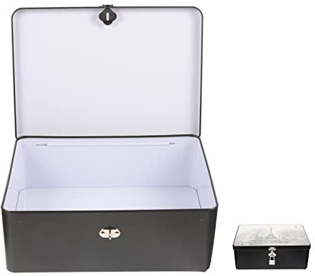 Zerodeko Rechteckige Weißblech Aufbewahrungsbox Metall Blechdose Mit Schloss Vintage Truhe Schatzkiste Leere Weißblech Aufbewahrungsbox Kartenbehälter Korb Andenken Box Geschenke